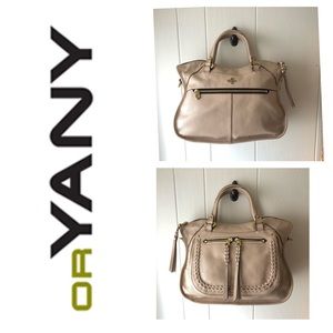 * orYANY Peach Beige Pebble Leather Sara Satchel